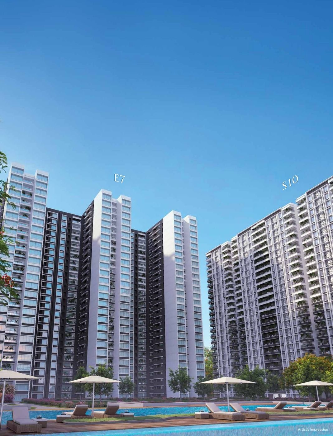 New towers E7 and S10 above the pool deck