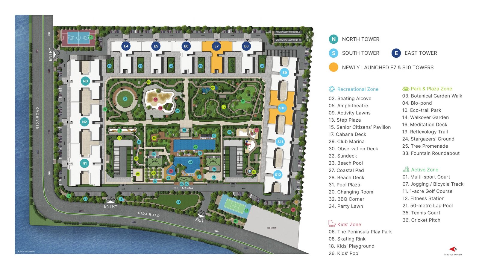 Marina One master plan with tower layout, amenities and zones